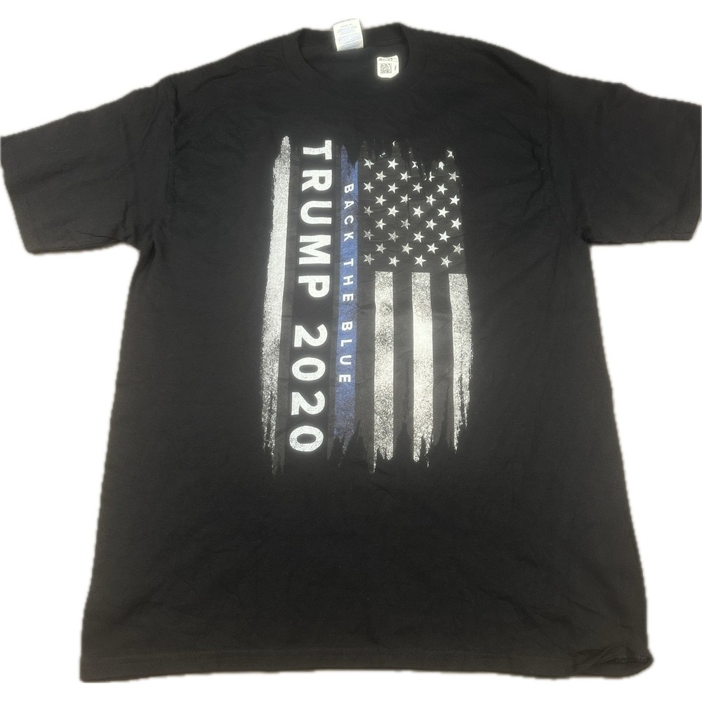 Port & Company Mens Trump 2020 Back‎ the Blue T-Shirt Medium Black Graphic Tee